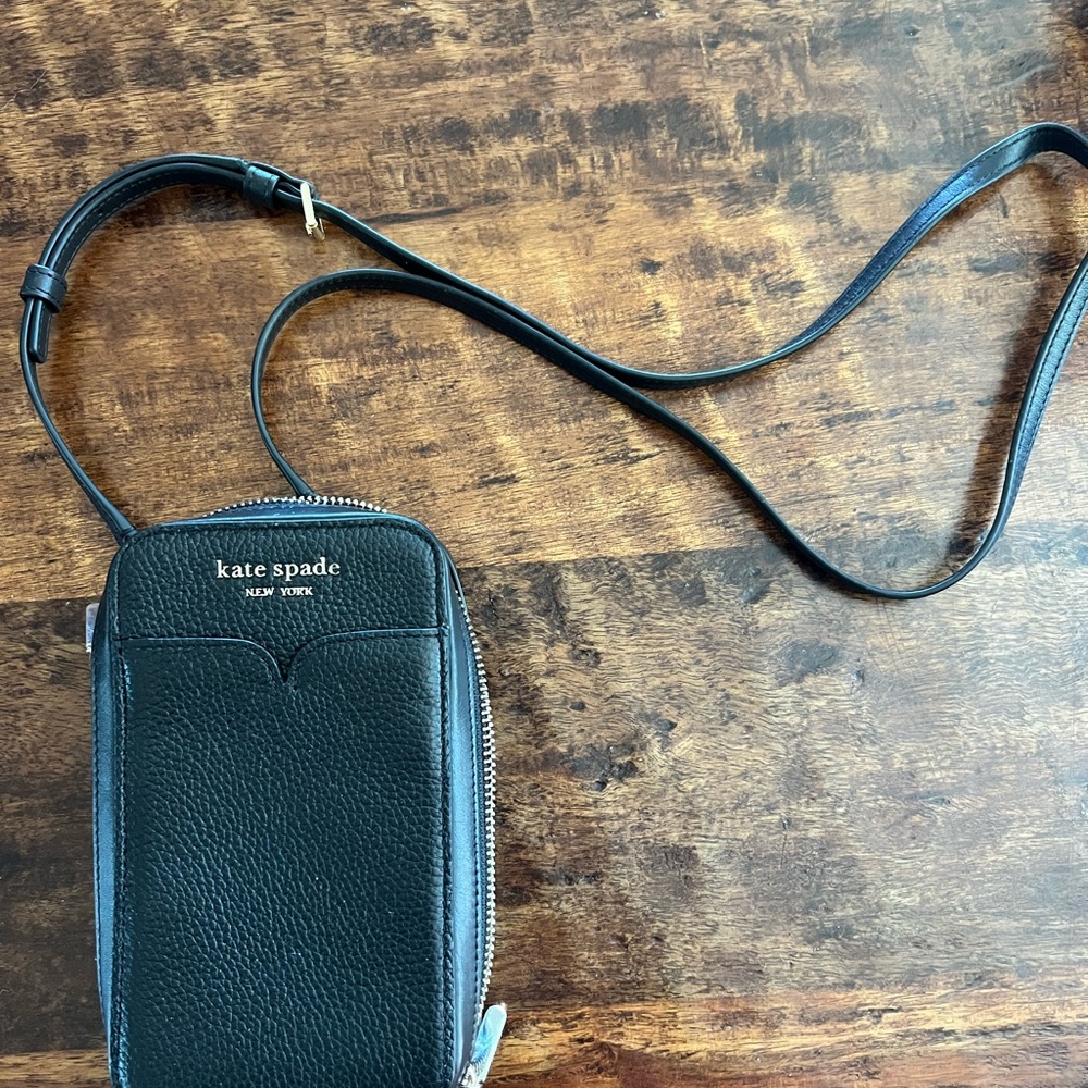 Kate Spade Black Pebbled Leather Crossbody Phone Bag